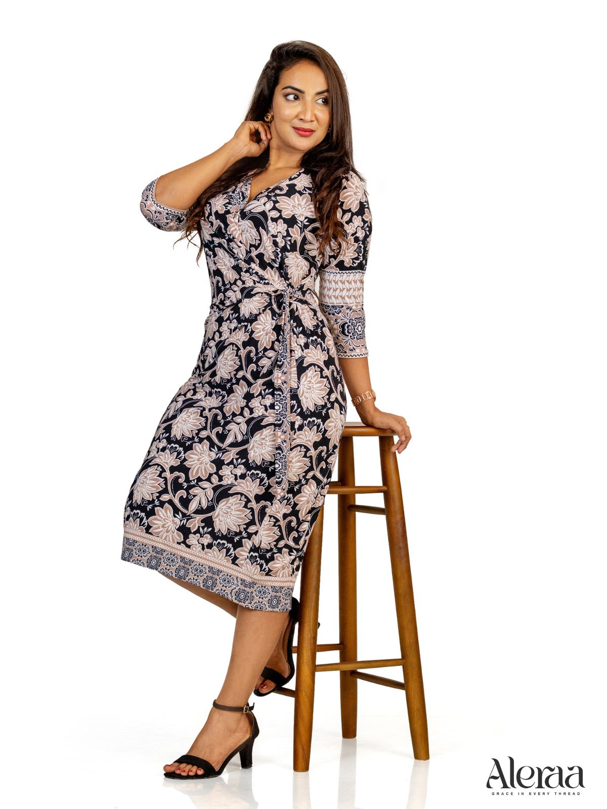 Black And Beige Floral